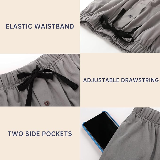 BAMBOO COOL Mens Pajama Set Summer Pjs Sleepwear Short Sleeve Shirts Soft Lightweight Sleep Sets with Pockets S-2XL