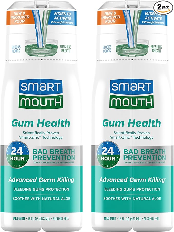 SmartMouth Gum Health Zinc Activated Breath Rinse 16oz, 2 Pack