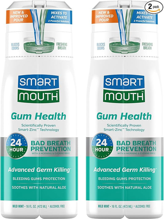 SmartMouth Gum Health Zinc Activated Breath Rinse 16oz, 2 Pack