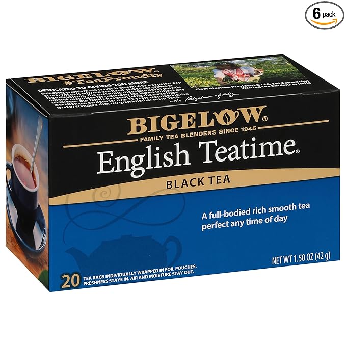 Bigelow Tea English Teatime Black Tea, Caffeinated Tea, 20 Count Box (Pack of 6), 120 Total Tea Bags