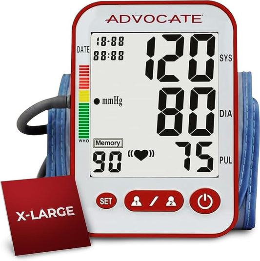 Digital High Blood Pressure Monitor for Home Use, Automatic Readings for Upper Arm Fit, Records Data for up to 2 Separate People, BP Cuff Machine Extra Large