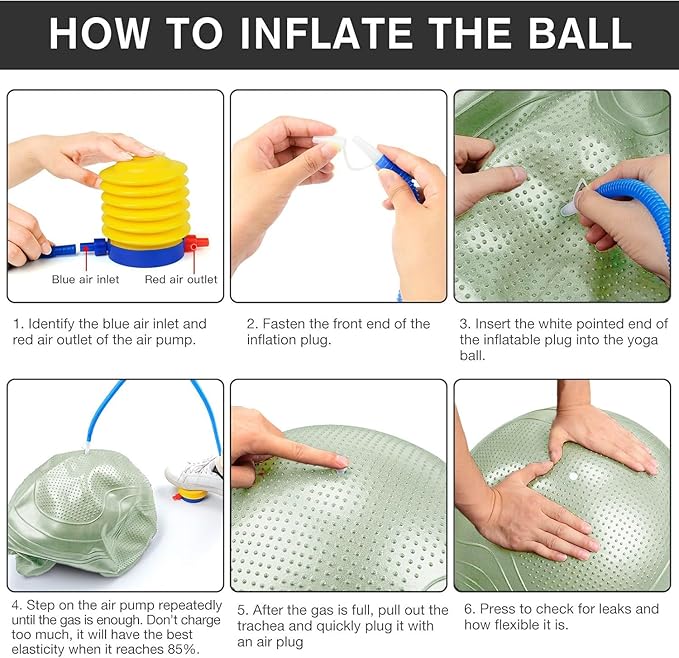 Gruper Yoga Ball, 18-30 Inch Extra Thick Exercise Ball for Workout Fitness Balance, Anti Burst Chair for Home and Office Desk, Includes Hand Pump & Workout Guide Access