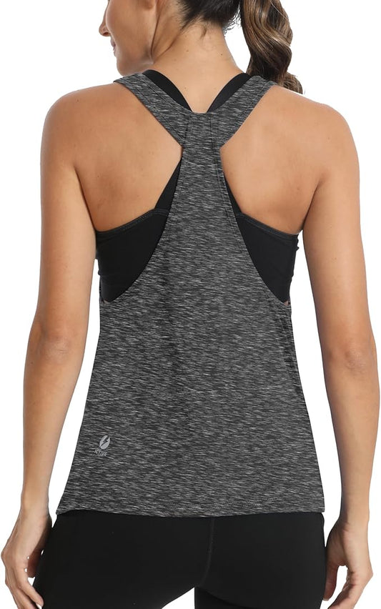 ICTIVE Workout Tops for Women Sleeveless Open Back Muscle Racerback Exercise Tank Shirts