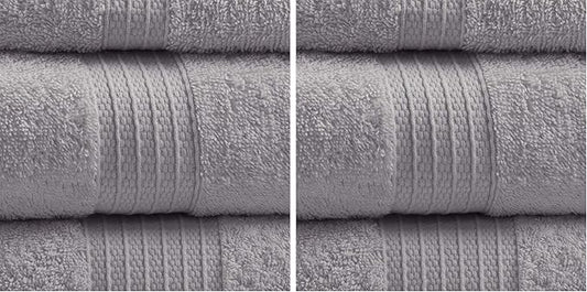 Madison Park Organic 100% Cotton Bathroom Towel Set, Hotel & Spa Quality Highly Absorbent, Quick Dry, Include for Shower, Handwash & Facial Washcloth, Multi-Sizes, Grey (Pack of 2)