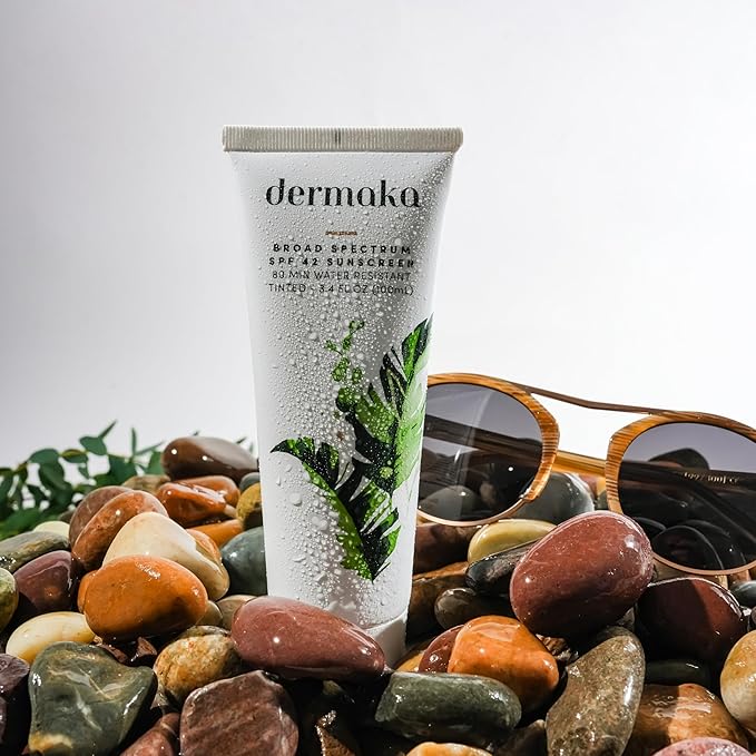 Dermaka Tinted Sunscreen SPF 42 for Face & Body – 2-in-1 Lightly Tinted Mineral Sunscreen with Zinc Oxide & Titanium Dioxide – Skin Soothing, Water-Resistant 80 Min, 3.4 oz