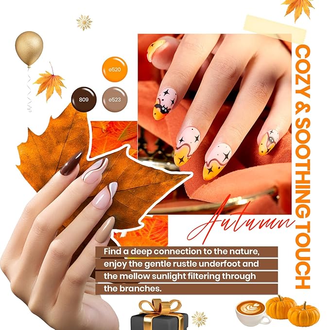 beetles Gel Polish Vivid Seasons, Winter Gel Nail Polish Set, 36 Colors Yellow Burgundy Purple Pink Jelly Shades, 45pcs with Base & Top Coat, UV LED Soak Off DIY Salon Set, Gift for Women & Girls