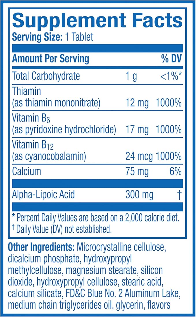 Nervive Nerve Health, with Alpha Lipoic Acid, to Fortify Nerve Health and Function in Fingers, Hands, Toes, & Feet*, and Support Healthy Circulation, ALA, Vitamins B12, B6, & B1, 60 Tablets