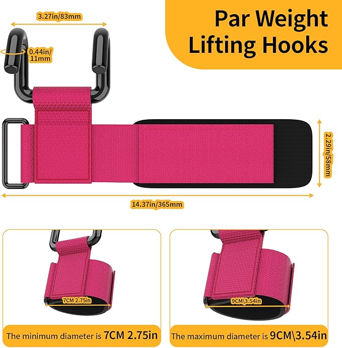 GPANDAG Weight Lifting Hooks for Men and Women(Pair), 330 LB Heavy Duty Gym Lifting Wrist Strap Hook for Deadlifts, Pull-Ups, Strength Training, 0.4inch Grip Weightlifting Hooks for Teen