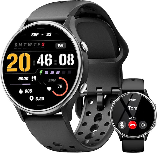 KEEPONFIT Smart Watches for Men, Fitness Tracker with Heart Rate & SpO2 Monitor, IP67 Waterproof Activity Tracker for Men & Women, Smart Watch for Android Phones and iPhone Compatible (Black)