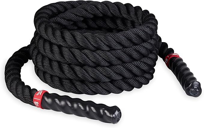 Reebok 18 ft Battle Rope, 1.5" Thick Exercise Rope for Home Gym Workout, Anti-Slip Handles for Strong Grip, Battle Ropes for Core Strength, Muscles Building & More, Workout Equipment for Men & Women
