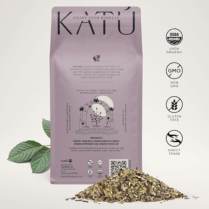 Katú Ka’a + Rosella Yerba Mate Tea – Variety 2-Pack (1 x Ka’a + 1 x Rosella, 500g Each) – Organic Loose-Leaf Blend with Hibiscus, Peppermint & Stevia – 1kg Total