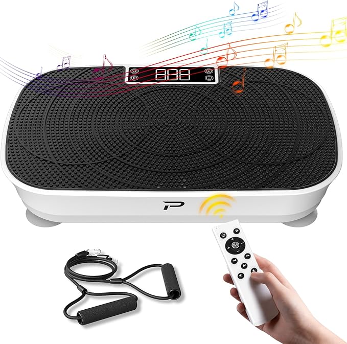 Vibration Plate Exercise Machine - 99 Speeds, 400LBS Capacity Quiet Whole Body Vibration Platform for Weight Loss & Lymphatic Drainage with Bluetooth Music, Remote & Touchscreen Control