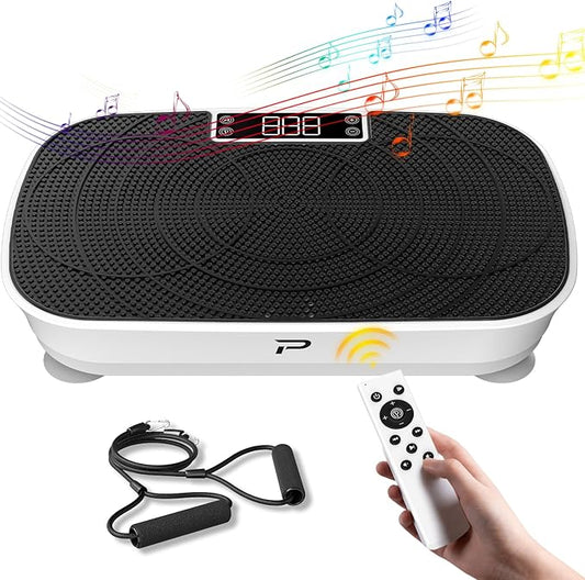 Vibration Plate Exercise Machine - 99 Speeds, 400LBS Capacity Quiet Whole Body Vibration Platform for Weight Loss & Lymphatic Drainage with Bluetooth Music, Remote & Touchscreen Control