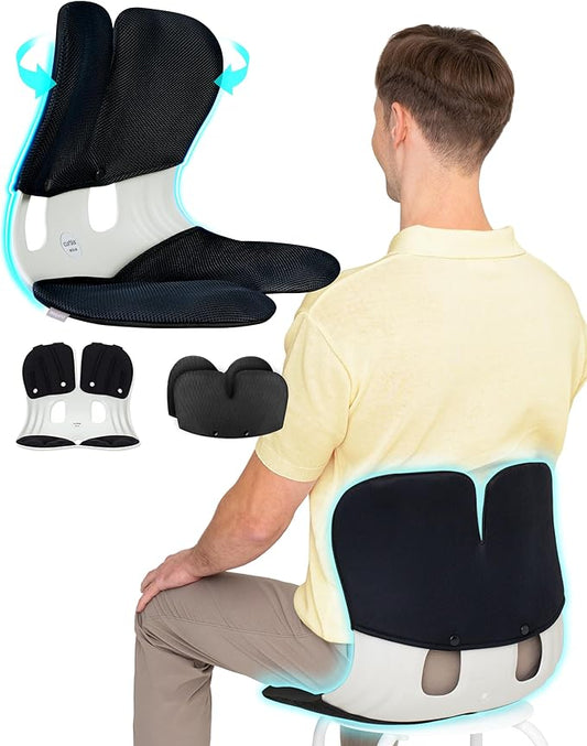 curble Grand(Extra Wide&Sturdy) Cover Set – Ergonomic Back Support Chair with Detachable Cover, Lumbar Support for Posture Correction & Lower Back Pain Relief, Perfect for Home & Office(Set Black)