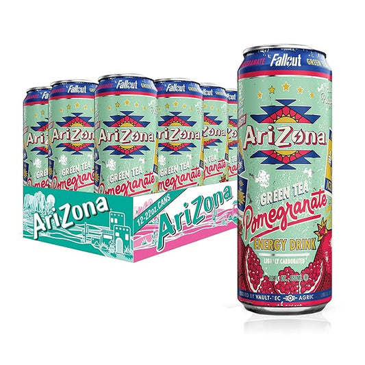 AriZona x Fallout Pomegranate Green Tea, 12 pack 22 fl oz - 234mg Natural Caffeine per Can