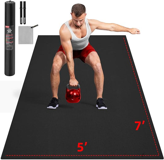 Extra Large Exercise Mat, 10'x6'/9'x6'/8'x6'/7'x5'/6'x4'(8mm) Thick Workout Mat for Home Gym & Garage Flooring, Shoe-Friendly, High-Density, MMA, HIIT, Weight Lifting, Cardio&Strength
