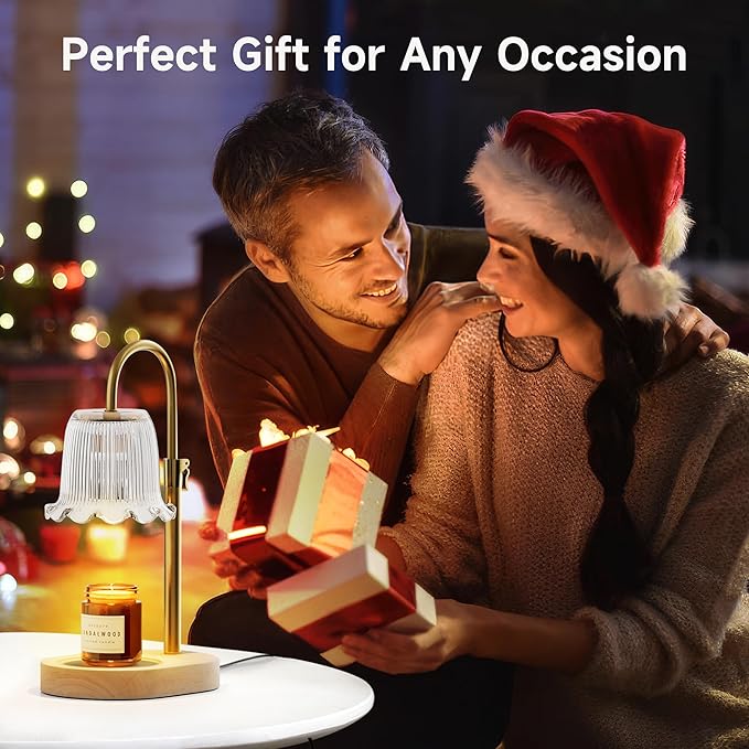 Candle Warmer Lamp with Timer Adjustable Height Candle Lamp Warmer 4 Level Dimmer Electric Wax Melt Warmer Vintage Home Decor for Scented Jar Candles House Warming & Birthday Gifts for Women