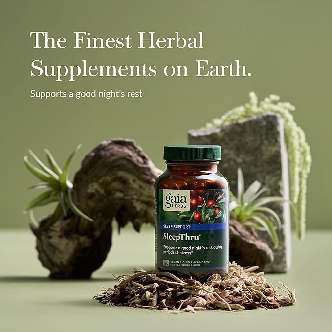 Gaia Herbs SleepThru - Sleep Support Supplement with Ashwagandha Root, Magnolia Bark, Passionflower & Jujube Date* - 120 Vegan Liquid Phyto-Capsules (60-Day Supply)