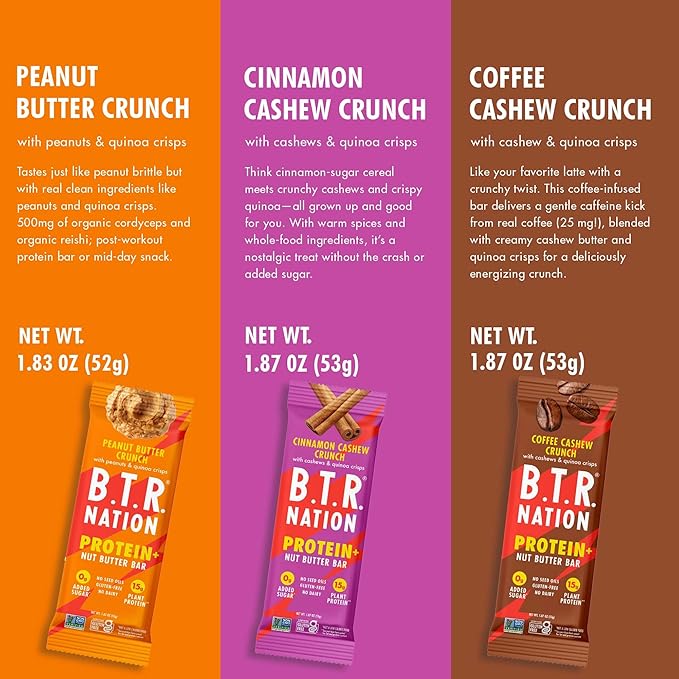 B.T.R. Nation Vegan Keto Plant Based Protein & Fiber Bars - High Protein (Sampler Pack) | (9 Pack) | Low Carb & GF, Free of Sugar Alcohols, Dairy, Soy and Boosted with Powerful Superfoods!