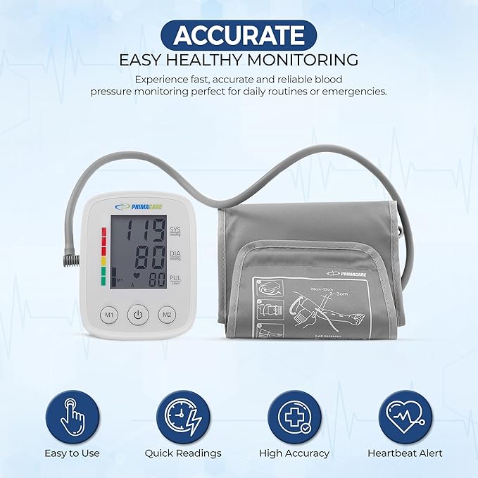 Primacare DS-8007 Automatic Digital Blood Pressure Monitor Upper Arm Sphygmomanometer for Home Use