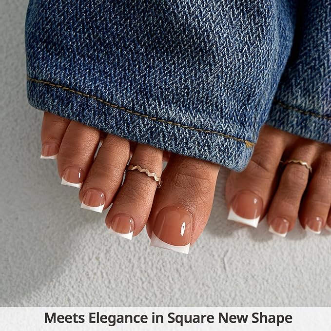 BTArtboxnails XCOATTIPS Toe Nail Tips - Lamp-Curable Real Square Brown Press On Toenails for Women, 150 Soak Off French Tip Toe Nail Extensions in 15 Sizes, Builder Gel & Top Coat Required