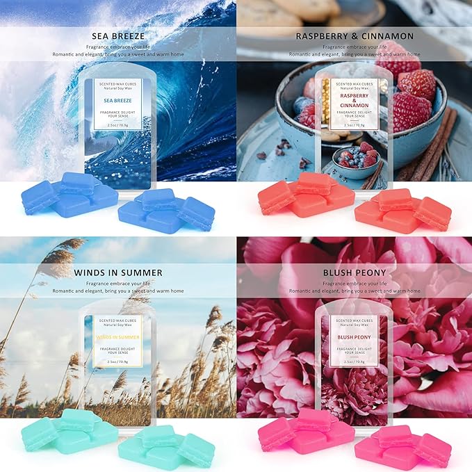 STRN Wax Melts Soy Wax Cubes 8 Pack Scented Wax Melts Warmer, Scented Wax Cubes for Warmers Soy Wax Cubes Candle Wax Melts (8x2.5oz)