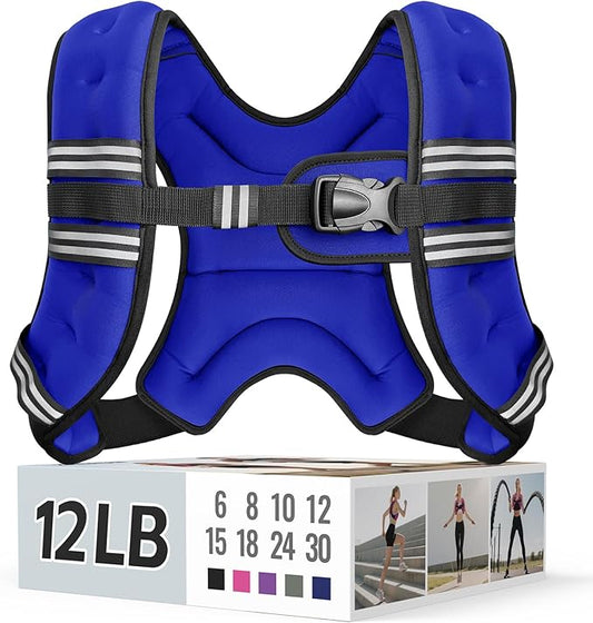 Weighted Vest for Women & Men with Reflective Stripe and Adjustable Buckle, Comfortable & Durable Rucking Vest for Walking, Running & Strength Training