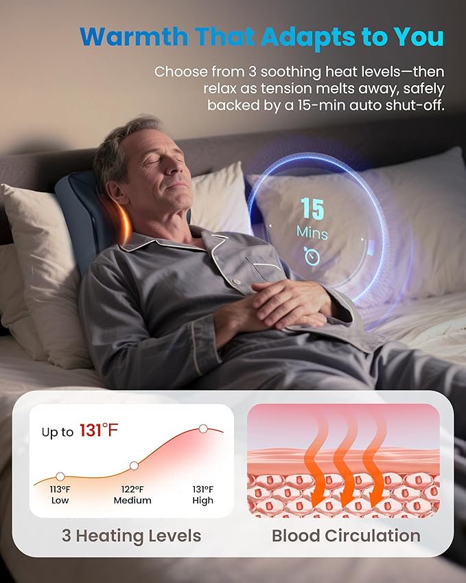 COMFIER Cordless Shiatsu Neck and Back Massager with Heat,Rechargeable Neck Massager for Pain Relief Deep Tissue,Lower Back Massager with Vibration,Massager Pillow for Home Recliner,Gift for Men Women