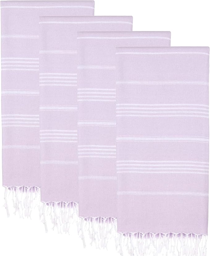 Turkish Beach Towels, Pack of 4 | Oversized, Quick Dry, Sand Free | 100% Cotton, Large 38x71 Towels for Beach, Pool, Travel | Ultra-Soft, Compact, and Absorbent | Lilac