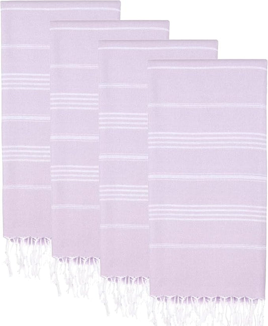 Turkish Beach Towels, Pack of 4 | Oversized, Quick Dry, Sand Free | 100% Cotton, Large 38x71 Towels for Beach, Pool, Travel | Ultra-Soft, Compact, and Absorbent | Lilac