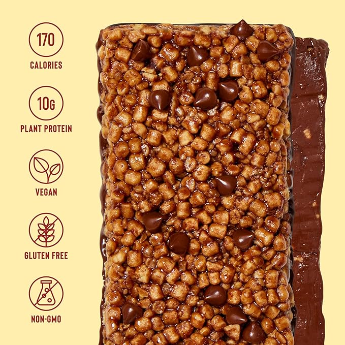 Mezcla Puff Crispy Protein Bars, Gluten Free & Vegan Protein Bars, 10g Protein, Alt for Crispy Rice Treat, Granola Bars & Breakfast Bars, Healthy Snacks for Adults, Almond Butter Chocolate, 12 Pack