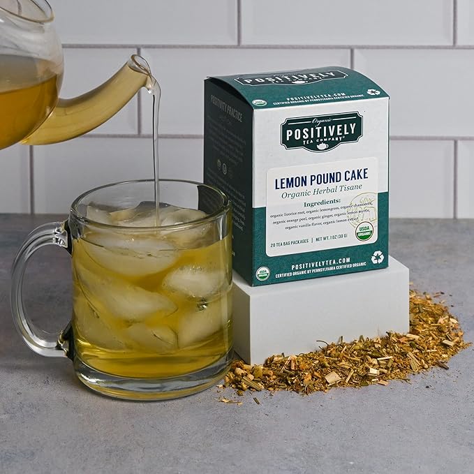 Organic Positively Tea Company, Lemon Pound Cake, Herbal Tea Bags, 20 Count