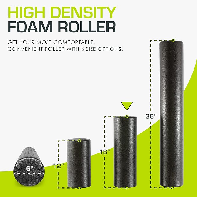ProsourceFit High Density Foam Rollers 12 - inches Long, Firm Full Body Athletic Massage Tool for Back Stretching, Yoga, Pilates, Post Workout Muscle Recuperation