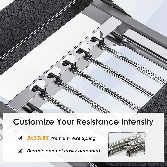 DlandHome Pilates Reformer, Foldable Pilates Reformer Machine with Springs & Resistance, Suitable for Advanced and Beginners Users Adjustable Pilates Equipment for Full-Body Home Workout Up to 330 lbs