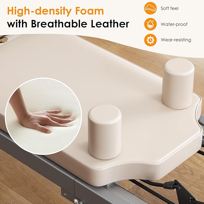 DlandHome Pilates Reformer, Foldable Pilates Reformer Machine with Springs & Resistance, Suitable for Advanced and Beginners Users Adjustable Pilates Equipment for Full-Body Home Workout Up to 330 lbs