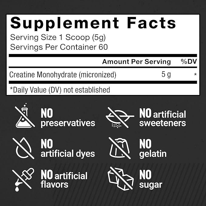 Force Factor Creatine Monohydrate Powder, 5g Micronized Dose to Support Muscle Growth, Strength, Recovery, Cognitive Health & Memory, Unflavored, 60 Servings