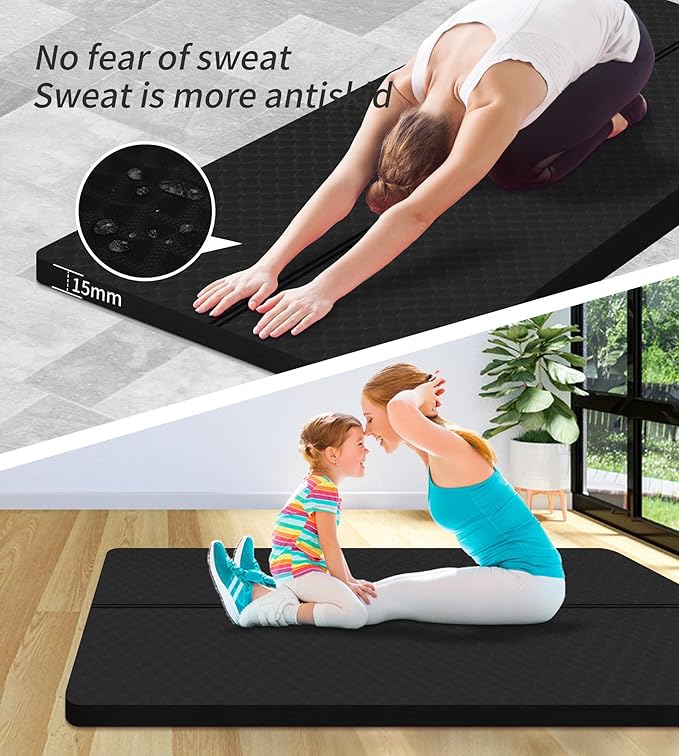 nuveti Large Exercise Mat - 15mm/20mm/30mm Thick Yoga Mat | Workout Mat for Fitness, Yoga, Pilates, Stretching & Floor Exercises for Women & Men with Free Carrying Bag