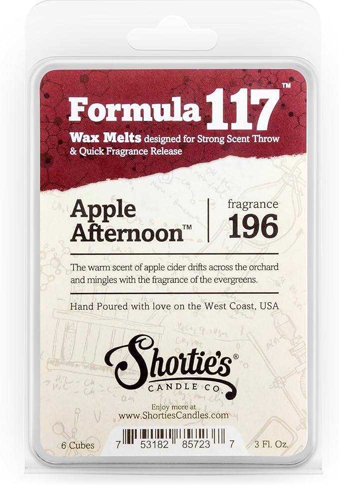 Shortie's Candle Company Apple Wax Melts Variety Pack - Apple Harvest, Caramel Apple, Apple Afternoon - Formula 117-3 Highly Scented 3 Oz. Bars - Made with Natural Oils - Apple Warmer Wax Cubes