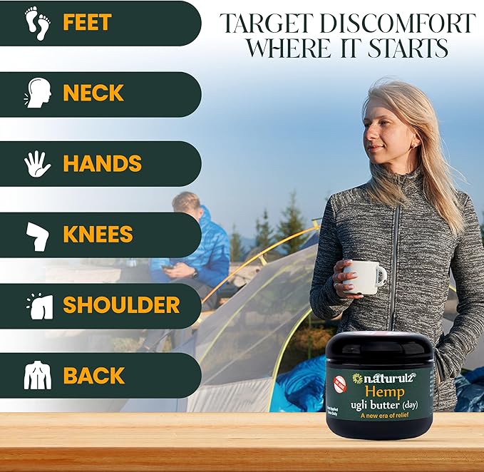 Ugli Butter Hemp Daytime Body Cream 4oz – Soothing Care for Sore Neck, Back & Knees, Nourishing Daily Cream with Arnica, Capsicum, Turmeric, Devil's Claw & Oregon-Grown Hemp for Natural Comfort