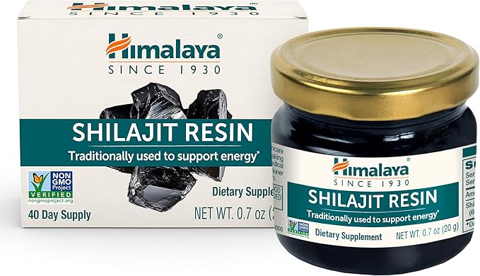 Himalayan Shilajit Resin, Energy Superfood, 60% Fulvic Acid, Non-GMO, 0.7 oz (20g) Jar, 40-Day Supply