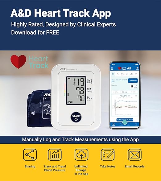 A&D Medical Blood Pressure Monitor for Home Use – UA-611 – Upper Arm Precise BP Machine– Wide Range Cuff 8.6-16.5” / 22-42cm), Easy to Use - One-Click Operation, 60 Reading Memory