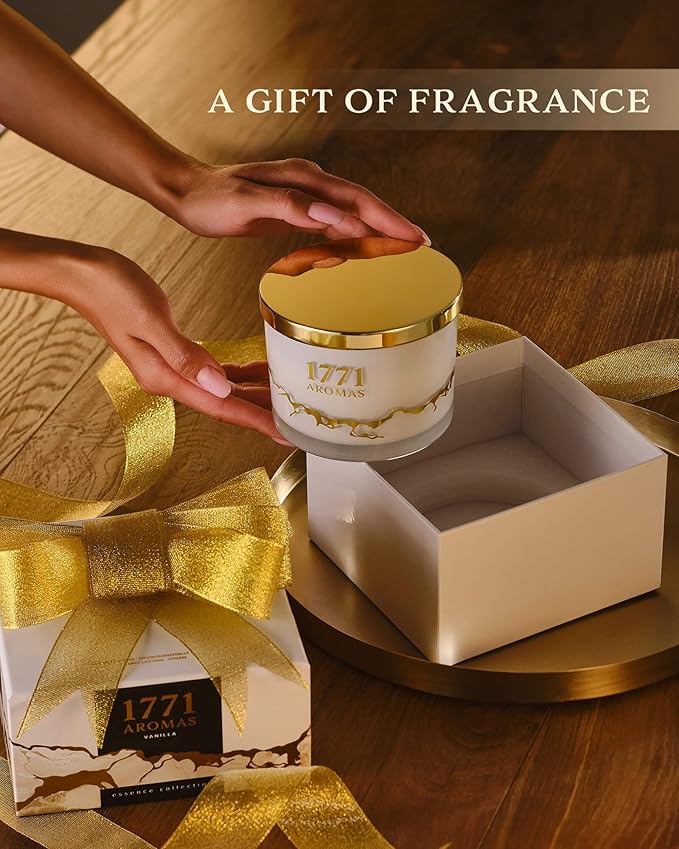 Vanilla Scented Candles - 100% Natural Soy Wax - Large 3 Wick Jar Candle - Up to 50 Hours Burning Time - Candles for Home - Gift-Ready Candle for Men & Women - Aromatherapy Candles