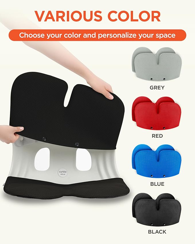 curble Grand Cover, Detachable Cover for Adult Chair, Ergonomic Chair Back Support and Lumbar Support (Black)