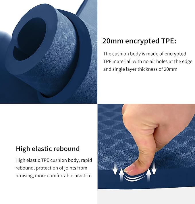 nuveti Large Exercise Mat - 15mm/20mm/30mm Thick Yoga Mat | Workout Mat for Fitness, Yoga, Pilates, Stretching & Floor Exercises for Women & Men with Free Carrying Bag