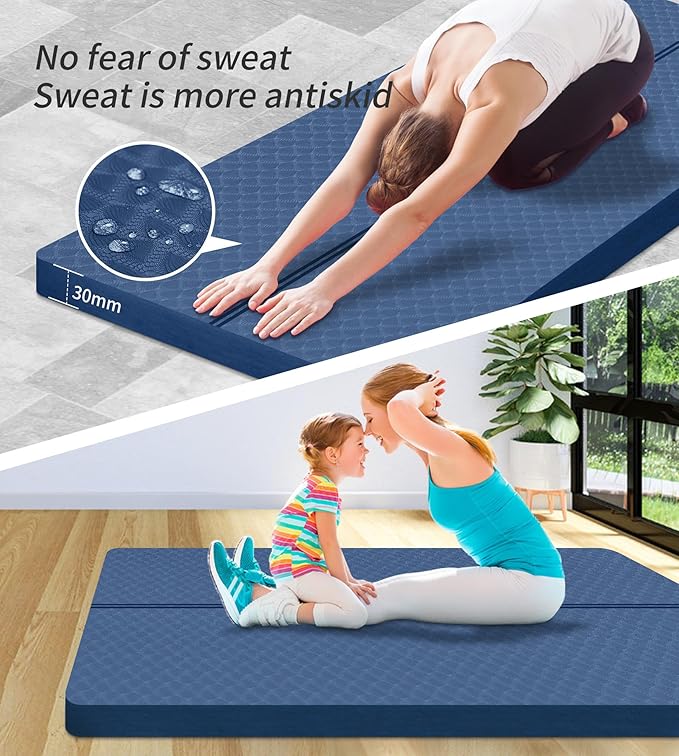 nuveti Large Exercise Mat - 15mm/20mm/30mm Thick Yoga Mat | Workout Mat for Fitness, Yoga, Pilates, Stretching & Floor Exercises for Women & Men with Free Carrying Bag