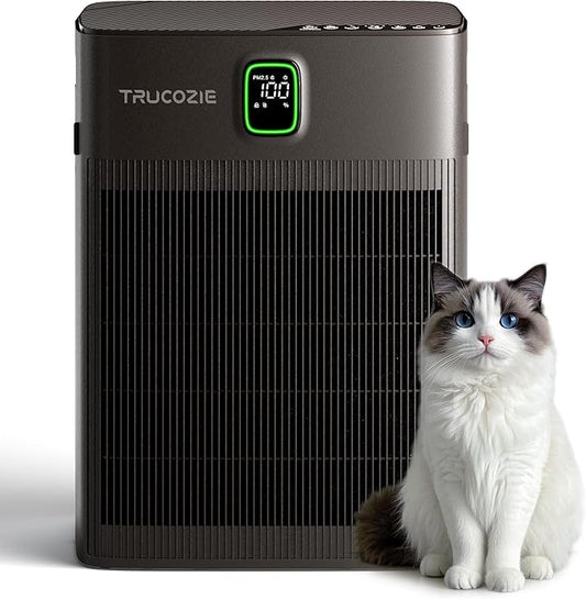 Trucozie T554 Air Purifier for Home Up to 2000 Ft² in 1 Hr with Washable Pre-Filter, Air Purifier for Home Pets with PM 2.5 Air Quality Display, Sleep Mode for Allergies, Dust, Smoke, Grayish Brown