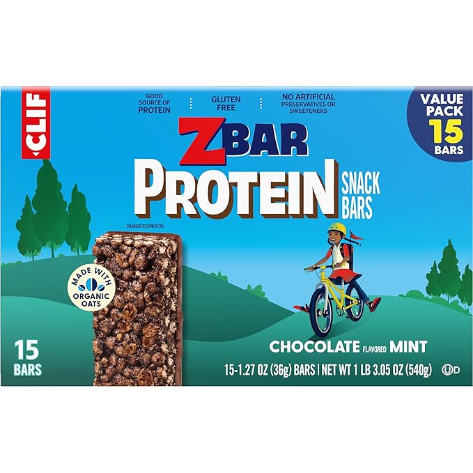Zbar Protein - Chocolate Flavored Mint - Crispy Snack Bars - Made with Organic Oats - Non-GMO - 5g Protein - Gluten Free Protein Bars (15 Pack)