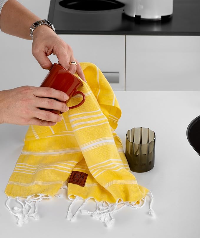 GOLD CASE HOME COLLECTION Lycia Original Turkish Hand Towels by Gold CASE-Set of 6-20x40'' 100% Cotton Decorative Bathroom & Kitchen for Hand,Face,Hair,SPA,Farmhouse,Gym, and Dishcloth,Tones of Green