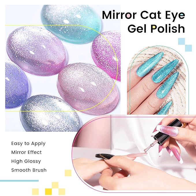 AIJIMEI Cat Eye Gel Polish Set - 8 Colors 10ML magnetic Gel Nail Polish Nail Art, Soak Off LED/UV Lamp Cured, Professional Salon Quality, Long Lasting Gel Nail Polish Kit