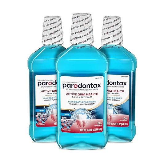 Parodontax Active Gum Health Mouthwash, Antiplaque and Antigingivitis Mouthwash, Mint, 3x16.9 Fl Oz